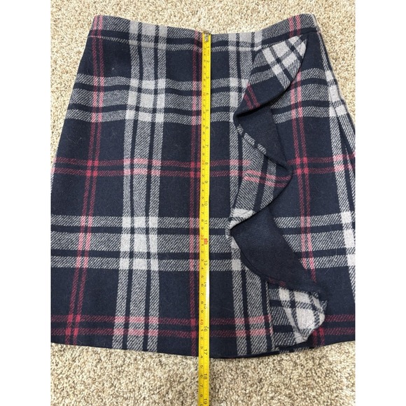 J.CREW Mercantile Blue Double-Serge‎ Wool Ruffle Mini Skirt Size 00 - Picture 6 of 7